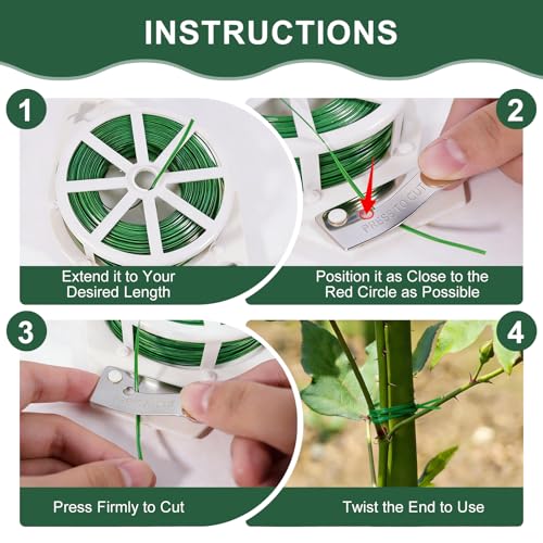 Twist Ties, 262 Feet Sturdy Garden Plant Ties with Built-in Cutter