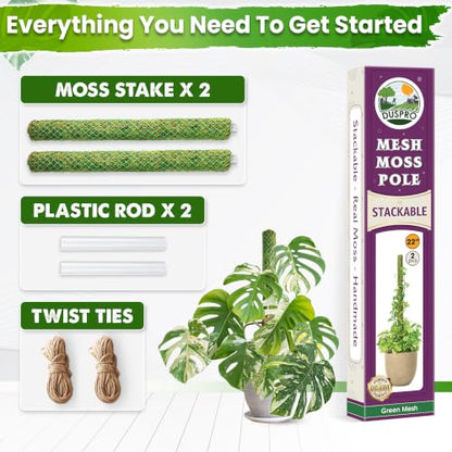 DUSPRO 2 Pack 22" Green Stackable Mesh Moss Pole for Plants - color: 2pcs Green