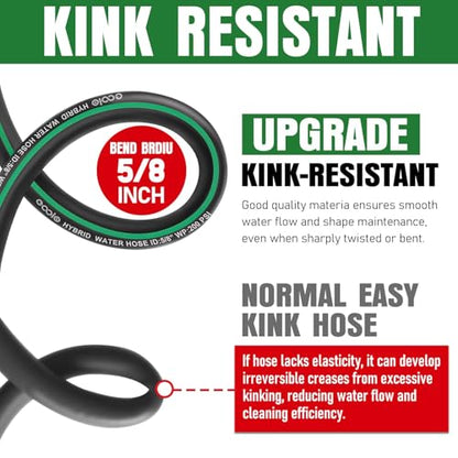 Heavy Duty Garden Hose 100ft, NON-EXPANDABLE Flexible Water Hose, Kink Resistant Lightweight Hybrid Hose, Leakproof Hose Male to Female Fittings - color: Black+Green, size: 100ft
