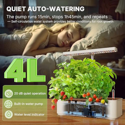 SUNCOZE Hydroponics Growing System, Compact 12 Pods Indoor Garden, Beige - color: Beige