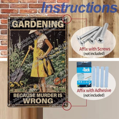 8x12″ Gardening Sign | Funny Garden Decor, Murder Is Wrong, 2337 - style: Murder Is Wrong