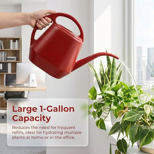 Fasmov Plastic Watering Can, Burnt Red, 1-Gallon