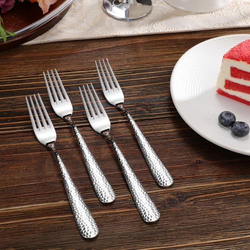 KEAWELL Premium Louise Hammered 4-Piece Fork Set (4, 7.28" Salad Forks) - size: 7.28" Salad Forks