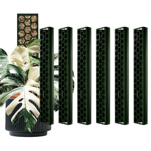 D Shape Sphagnum Moss Pole for Climbing Plants - 6 Pcs 17 Inch Plastic Stackable Plant Support, Designed for Monstera & Indoor Plants with Enhanced Stability - color: Forest Green*6pcs