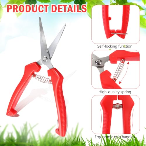 Lasnten 20 Pcs Pruning Shears 7.2" Bud Trimming Scissors, Red - color: Red