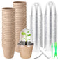 Baderke 120 Pcs Biodegradable Nursery Pots with 30 Humidity Dome and 30 Labels, 3.15" Plant Nursery Seed Starter Planter Biodegradable Peat Pots for Planting Seedlings, Vegetables (Round) - size: 3.15", style: Round