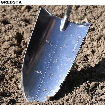 GREBSTK Gardening Serrated Shovels Stainless Steel Transplanter Garden Trowel Depth Marker Measurements Shovel Weeding Tool
