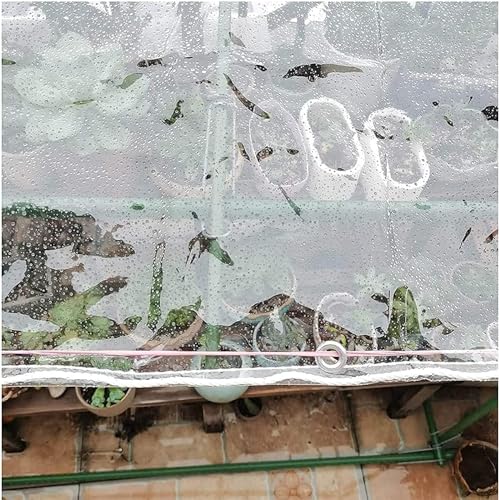 9' X 12' Outdoor Clear Tarp Curtain Waterproof Wind-Proof 0.35mm Transparent Vinyl Tarp for Patio Pergola Garden Canopy Rainproof Anti-Tear PVC Thick Cover with Grommets - size: 9' x 12'