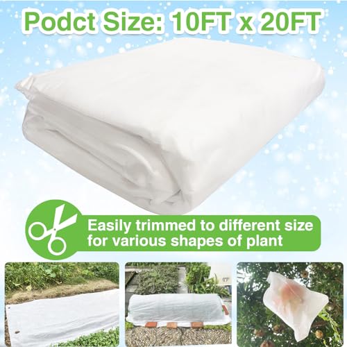 Plant Covers Freeze Protection 10x20ft Frost Cloth for Winter Outdoor - size: 10'x20'