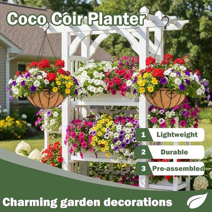 4 Pack 14 Inch Hanging Metal Planters for Outdoor Plants, Modern Black Solid Rectangular Hanging Baskets with Coco Coir Liner - size: 14 Inch, style: Modern