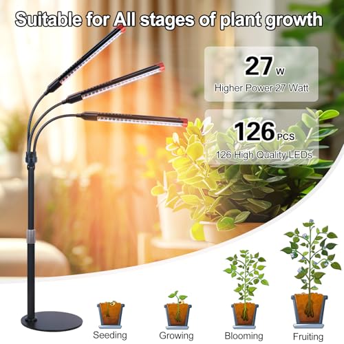 FRGROW 3Head Tabletop Grow Lights for Indoor Plants, Seed Starting, Veg - size: Desk-3Head-27W