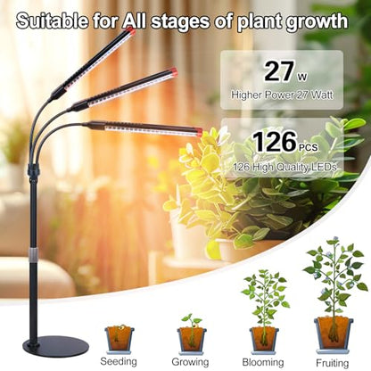 FRGROW 3Head Tabletop Grow Lights for Indoor Plants, Seed Starting, Veg - size: Desk-3Head-27W