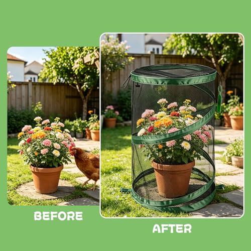 3Pcs Pop Up Plant Covers from Animals-20"x14" Foldable Mesh Plant Protector