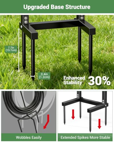 Garden Hose Holder with Solar Light, Freestanding Hose Stand for Outside - color: Carbon Black-with Solar Light
