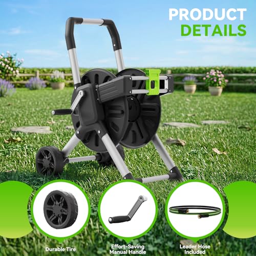 Upgrade Garden Hose Reel Cart, Holds 150 Ft 5/8" Hose With Wheels - size: 150 FT