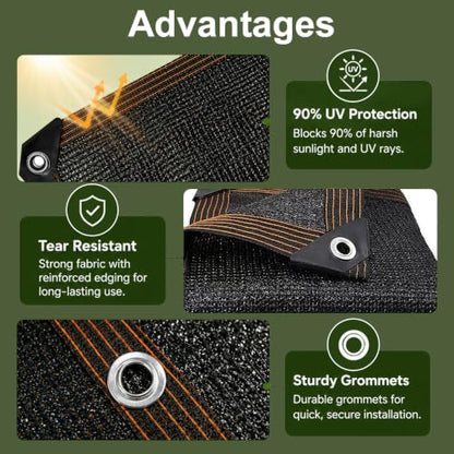 Shade Cloth for Garden, 90% Shade Tarp with Grommets, 20x20FT - size: 20*20