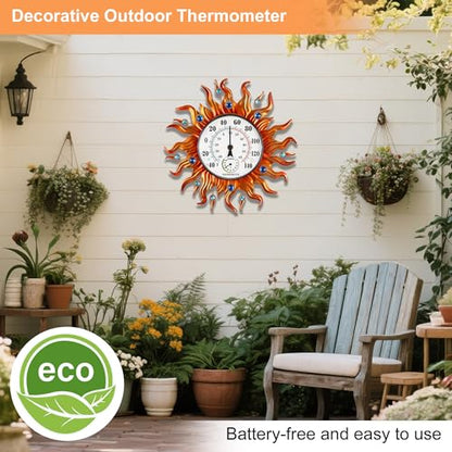 Outdoor Thermometer, Sun Wall Mounted Thermometer Waterproof Decorative