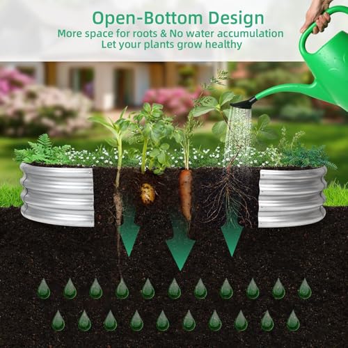 8×4×1 ft Large Galvanized Raised Garden Bed Outdoor, Easy Assembly Metal Planter Box for Gardening, Vegetables, Herbs, Flower - size: 8×4×1ft