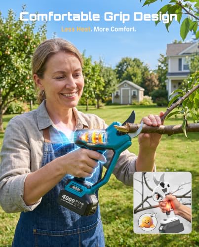 SEESII Electric Pruning Shears Upgraded, 1.6" Cordless Brushless Pruner - color: Tool Blue