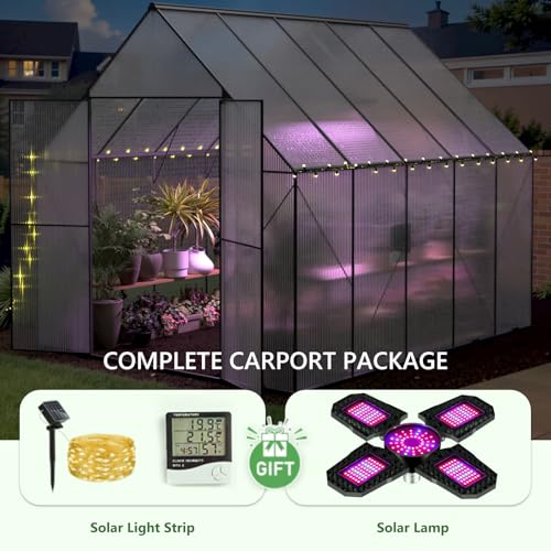 8x10 FT Greenhouse for Outdoors, Heavy-Duty Polycarbonate Greenhouse - size: 8X10 FT