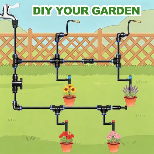 40PCS 5/16" Drip Irrigation Fittings, Quick Connect Drip System Parts - size: 40PCS 5/16" Connector Set