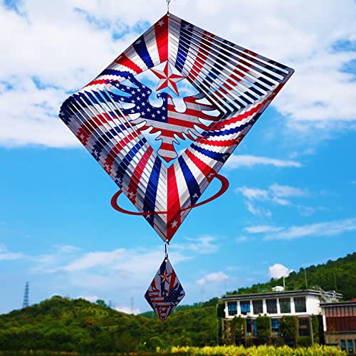 DJUAN 13.5in American Eagle Flag Patriotic Wind Spinner Gifts for Men Dad - color: Eagle Flag