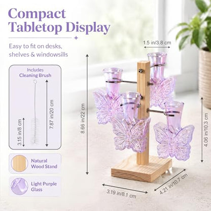 Nacome Plant Terrarium Propagation Stations: Purple Vase with Wooden Stand - color: Purple