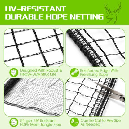 Deer Fence Netting for Garden,7x25 FT Temporary Fence for Backyard - size: 7x25 FT