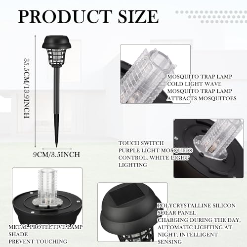 Qualirey 4 Bug Zapper, Plastic,Retro Black Exterior,Purple, White Light - color: Retro Black Exterior,Purple, White Light