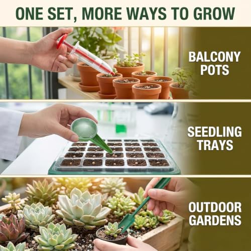 6Pcs Mini Sowing Seed Dispenser, Seed Planter Tool, Handheld Seed Planter, Mini Hand Seed Spreader, Seed Sower Tool, Garden Seed Planter, Small Seed Spreader with Seedlings Dibber Widger for Spreading