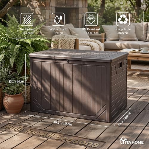 YITAHOME XXL 230 Gallon Extra Large Outdoor Deck Box - color: Brown, size: 230 Gallon