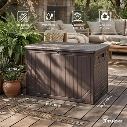 YITAHOME XXL 230 Gallon Extra Large Outdoor Deck Box - color: Brown, size: 230 Gallon