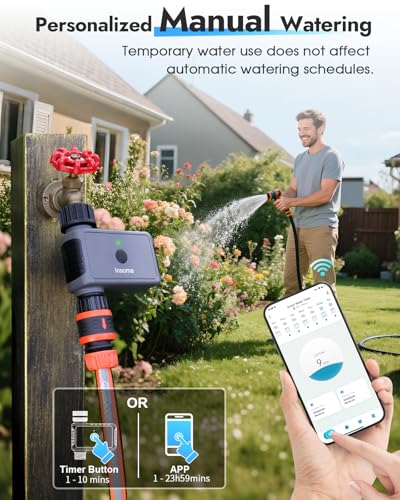 Insoma WiFi Sprinkler Timer, Water Timer for Garden, Smart Hose Timers with Hub Support 2.4GHz WiFi & Bluetooth, Rain Delay & Manual Watering, App/Voice Control Work with Alexa & Google Assistant - size: 1 Zone-WiFi