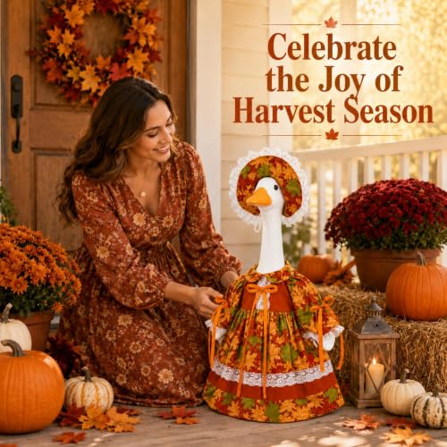 Fall Porch Goose Outfit for 23 Inch Goose Statue - color: Fall Maple Leaf