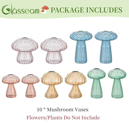 Glasseam Glass Plant Propagation Stations: 10Pcs Mushroom Propagation Vases - color: Colorful, size: 10Pcs