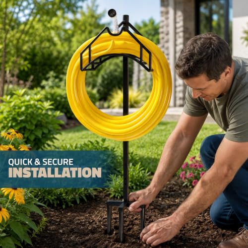 Utopia Home Freestanding Garden Hose Holder, 150 ft, Black
