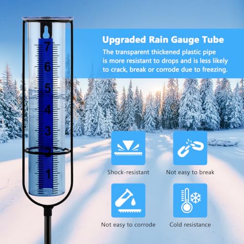 Rain Gauge Outdoor with Sponge Brush,Rain Water Meter for Yard