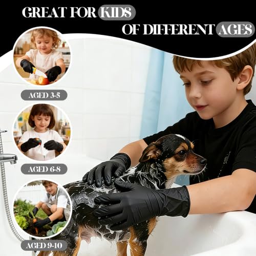 Kids Disposable Gloves, 5-Mil Safe Black Nitrile, XS, 100Ct - color: Black of 100pcs, size: X-Small