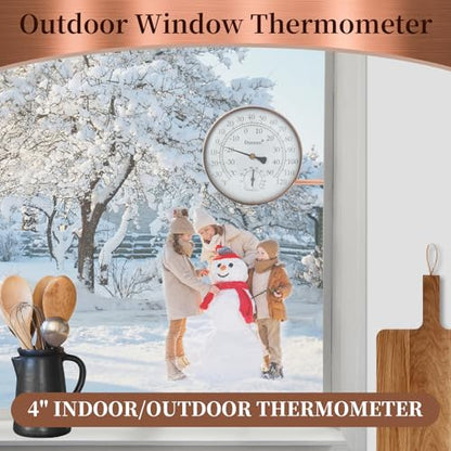 4-Inch Brass Outdoor Thermometer & Humidity Gauge, Analog Dial - size: 4inch thermo&hygrometer