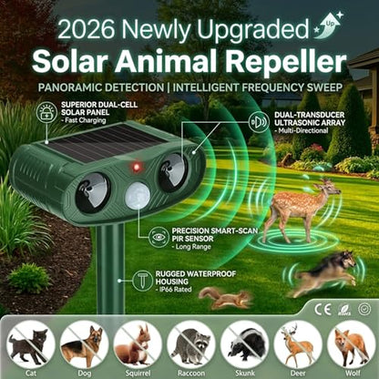 2Pack Ultrasonic Deer Repellent Devices, Animal Repeller Outdoor