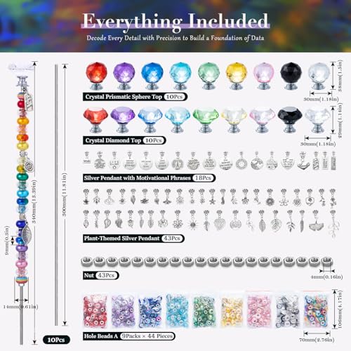 513Pcs DIY Beaded Garden Stakes, Fairy Wand Kit with 18 Threaded Rod - color: colorful