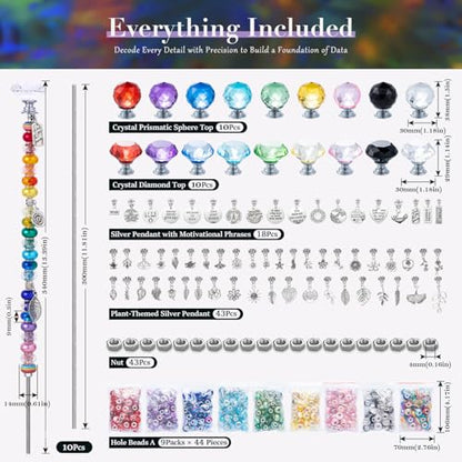 513Pcs DIY Beaded Garden Stakes, Fairy Wand Kit with 18 Threaded Rod - color: colorful