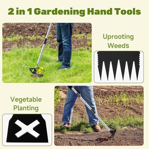 60" Weed Puller Tool with Long Handle and 17" Weeding Tools Gardening Set