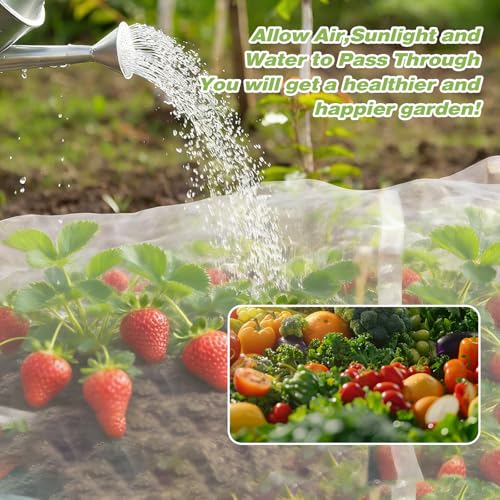 Garden Netting 5'x20' Insect Pest Barrier Bird Netting for Garden Protection,Row Cover Mesh Netting for Vegetables Fruit Trees and Plants,White - size: 5FT*20FT