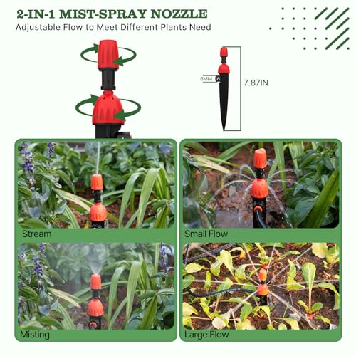 Anleolife 82.4FT Automatic Drip Irrigation System Kit with Water Timer - style: 82.4FT Automatic Kit