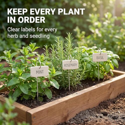 20Pcs Silver Planter Plant Label Hooks Garden Markers Stake Label Holder Hanger Garden Plant Sign Stake Rustproof Deformed Sign Hooks Container Accessories (20cm)