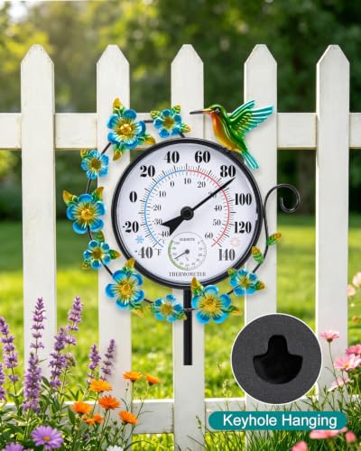 Outdoor Thermometer Waterproof Hummingbird Outside Thermometer Hygrometer