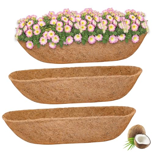 Halatool 36" Coco Liners for Planters, 3Pcs Coconut Liners for Window Boxes - size: 36in