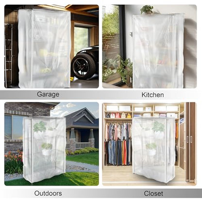 Frosted PVC Wire Shelf Cover 48 x 18 x 72 Inch Storage Rack Cover - color: Frosted, size: 48" W x 18" D x 72" H