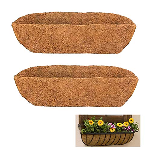 2 pcs Trough Coco Liner 48 inch Replaceable Coconut Fiber Liner for Window Box, Fence Flower Baskets, Wall Planter - size: 48 in -2pcs